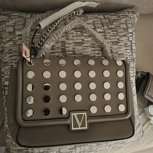 Victoria's Secret Gray Crossbody Bag with Silver Accents
